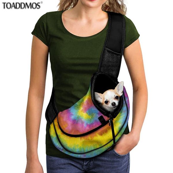 

colorful rainbow design puppy accessories pet cat dog carrier messenger bag travel portable breathable carry pack car seat covers
