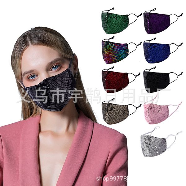 

masks sequin personality shiny dust three layer cotton replaceable filter colorful