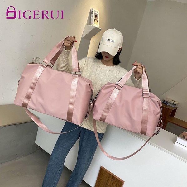 

fashion large travel bag women cabin tote handbag nylon waterproof shoulder weekend gym female duffel bags