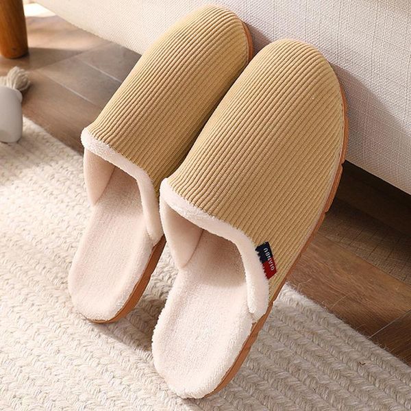 

slippers factory supplier store women's pvc rubber sole non-slip flannel warm winter shoes comfortable soft couple, Black
