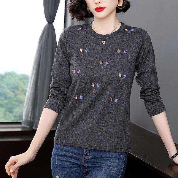 

women's t-shirt cotton tee shirt femme spring autumn loose print o-neck tshirt women 2021 long sleeve plus size clothing poleras mujer, White