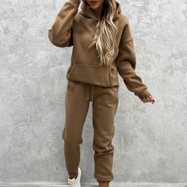 

women's two piece pants hoodies suit winter spring solid casual tracksuit women velvet 2 pieces set sports sweatshirts pullover home sw, White