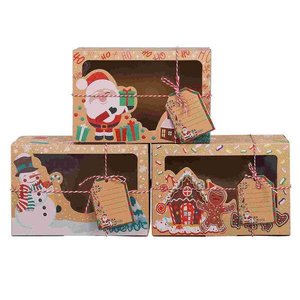 

gift wrap pretyzoom 12pcs christmas cookie boxes portable kraft paper candies case party favor holders with rope and