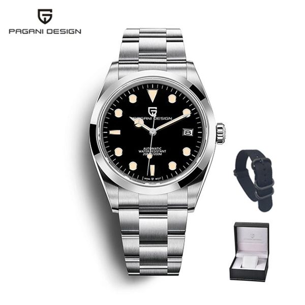 

wristwatches pagani design mechanical wristwatch brand stainless steel waterproof automatic watches sapphire glass diver's watch men, Slivery;brown