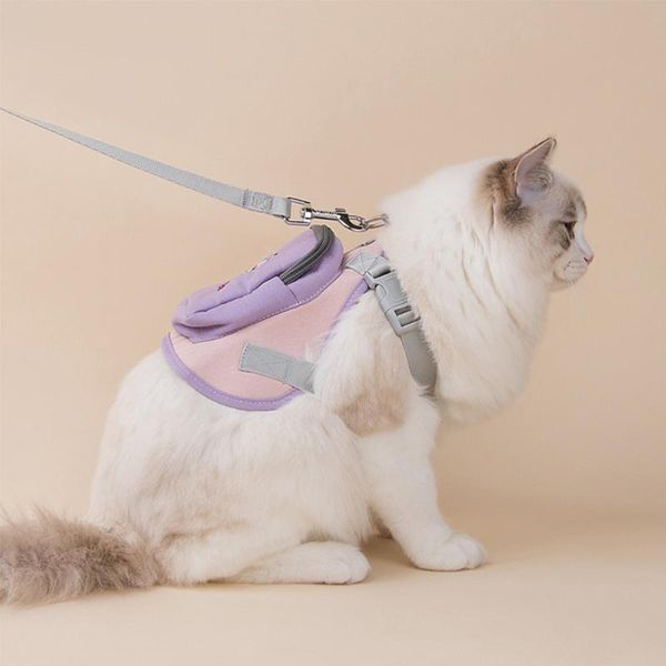 

cat collars & leads cute harness vest pet dog backpack with leash set lead outdoor collar walking puppies cats carrier bags
