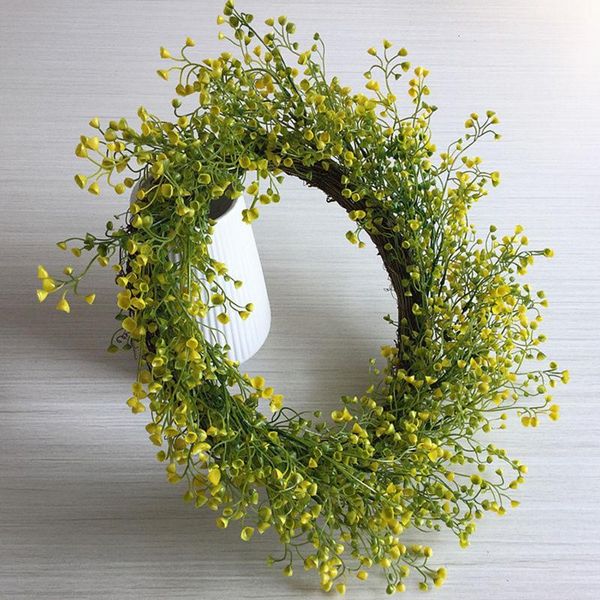 

grass wreath farmhouse round artificial summer for front door window room decoration diameter 46cm decorative flowers & wreaths
