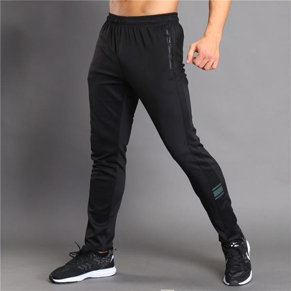 

running pants men with zipper pocket sport soccer trousers joggers jogging homme leggings sweatpants fitness sportswear, Black;blue