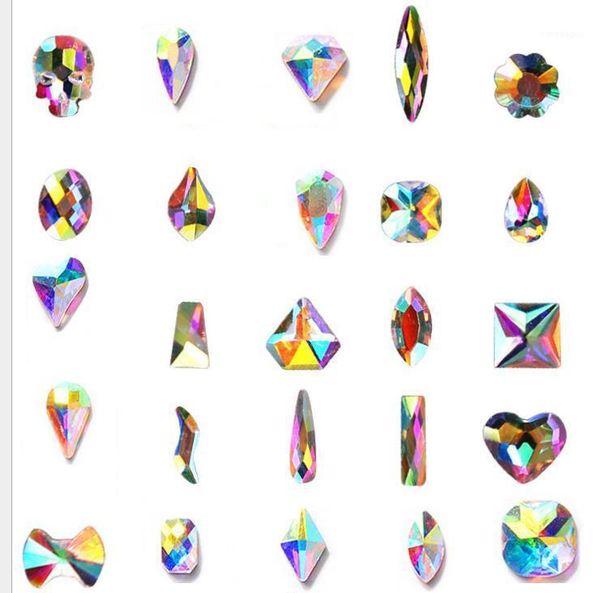 

50pcs crystal glass nail rhinestones flat-back stones non-fix flat back fancy 4-10mm stone rhinestone gems for art decorations1, Silver;gold