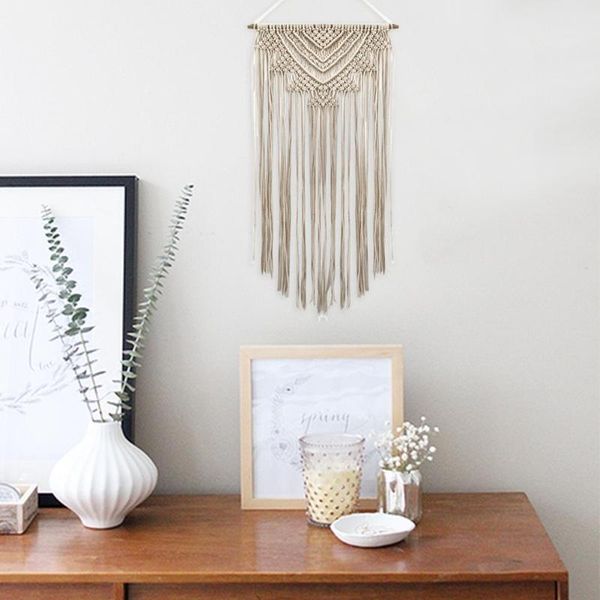 

tapestries tassel hanging curtains nordic bohemian hand-woven macrame tapestry for bed crib sofa mantel desk home wall art decor