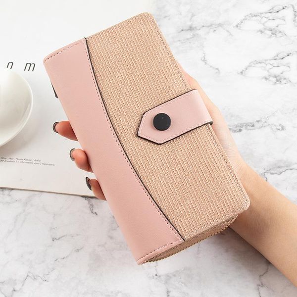 

korean fashion wallets for women 6 colors long leather ladies purses multi slots card wallet zipper billeteras para mujer, Red;black