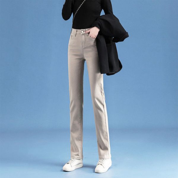 

high waist loose elastic large size thin pipe pants khaki, Blue