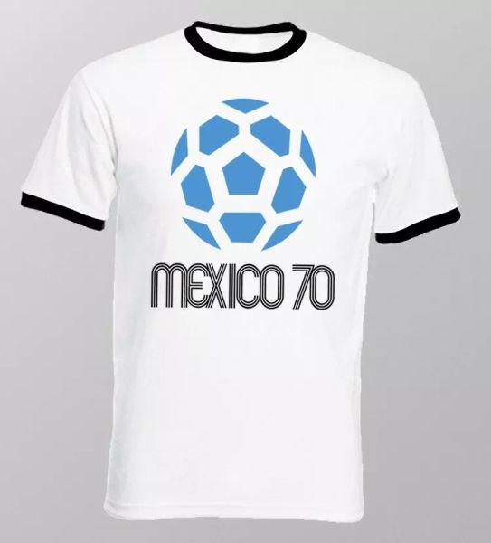 

MEXICO '70 World Cup Football Soccer white printed t-shirt OZ9247, White;black