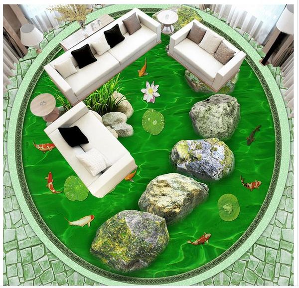 

wallpapers 3d floor painting wallpaper stone road pond waterproof for bathroom wall flooring