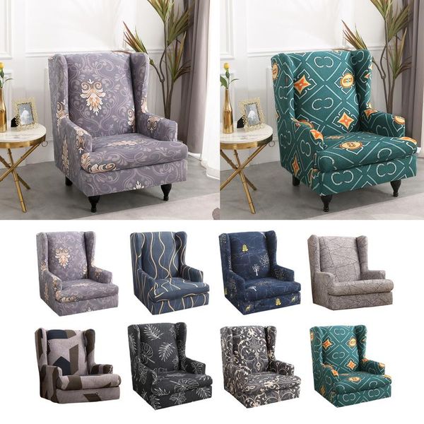

chair covers stretchy soft wingback wing armchair printed slipcover with seat cover decorative removable non-slip home