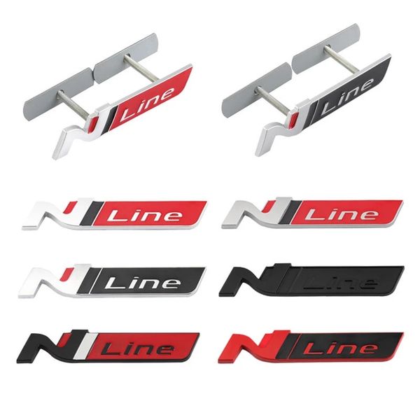 Metall N-Line Abzeichen Aufkleber 3D Auto Styling Emblem Aufkleber Frontgrill für Hyundai I30 2021 Sonata Elantra Veloster Kona Tucson N Line Auto Dekoration Aufkleber