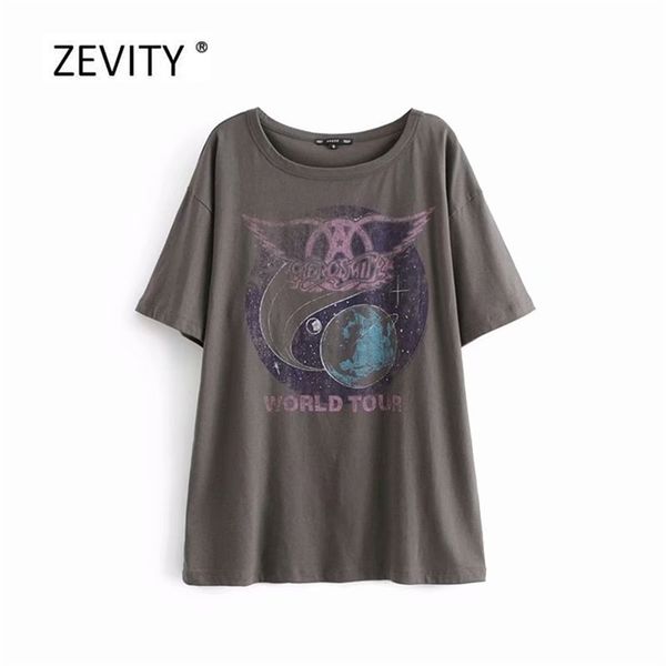 

women vintage basic o neck planet print casual boyfriend style t-shirt female short sleeve chic t shirt retro t183 210420, White