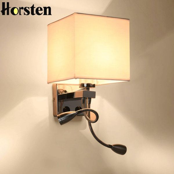 

wall lamp horsten modern europe led square fabric bedside adjustable reading light for bedroom living room el multicolor