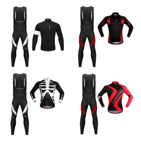 

racing jackets professional breathable outdoor sports long sleeve cycling jersey and 3d padded braces tights bib men women, Black;red