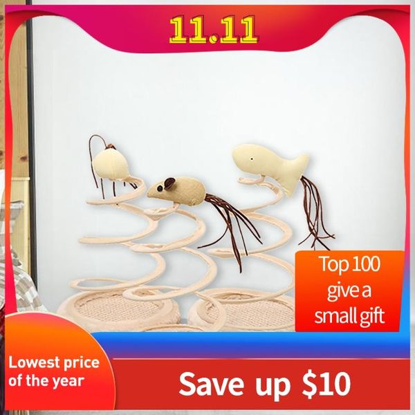 

pet cat turntable toy simulation mouse scratching plate spring plush ball fish play toys scratcher pets gatos