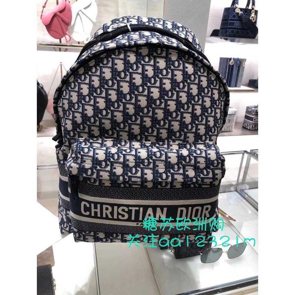 

di /di backpack autumn and winter oblique embroidery classic canvas leather zly