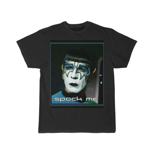 

star trek mr spock spock me in ace frehley kiss makeup men's short sleeve tee, White;black