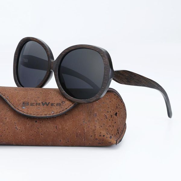 

sunglasses berwer women wooden retro polarized sun glasses handmade 100% uv protection sunglass with case, White;black