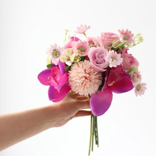 

decor bouquet home wedding party valentines day gifts plastic hand flowers decorative & wreaths