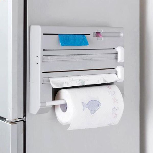 

hooks & rails kitchen organizer cling film sauce bottle storage rack tin foil paper holder shelf plastic wrap cutting