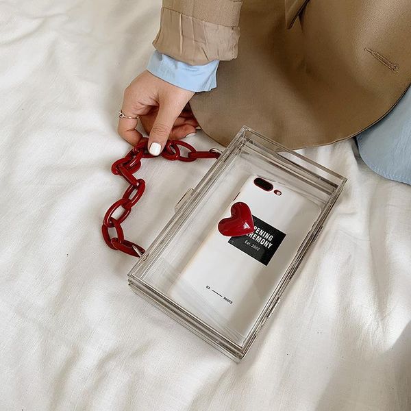 

evening bags transparent box square crossbody bag 2021 fashion women's designer handbag chain tote shoulder messenger