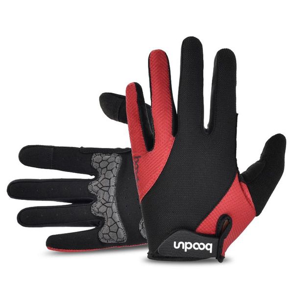 

cycling gloves full finger breathable anti-skid wear-resistant bike gel palm mittens -absorbing road bicycle glove, Black
