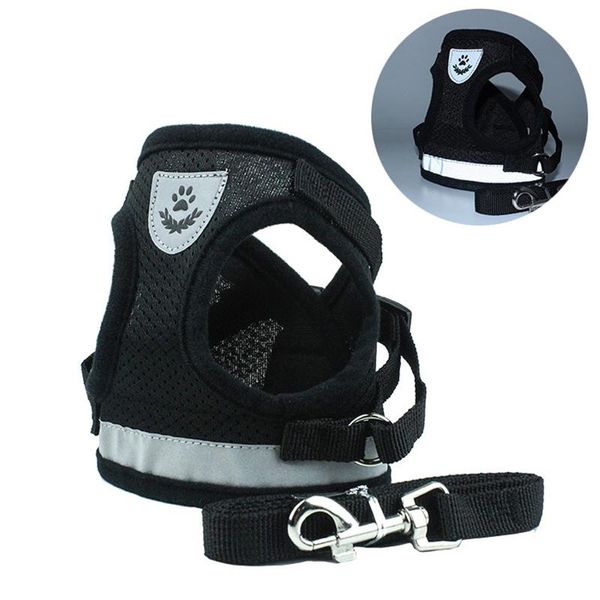 

dog collars & leashes harness vest reflective walking lead leash for puppy breathable mesh fabric rt88