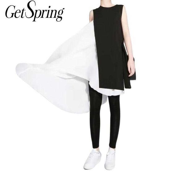 

the summer dress personality irregular sleeveless 2063 slim 210601, Black;gray