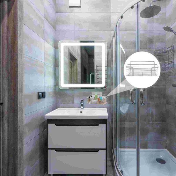 

kitchen storage & organization 1pc wall-mounted rack practical bathroom (silver)