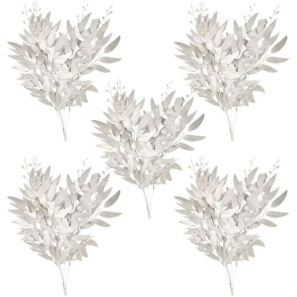 

5pcs artificial leaves branch decorative bouquet fake for home wedding party decor vine faux foliage plants flowers & wreaths