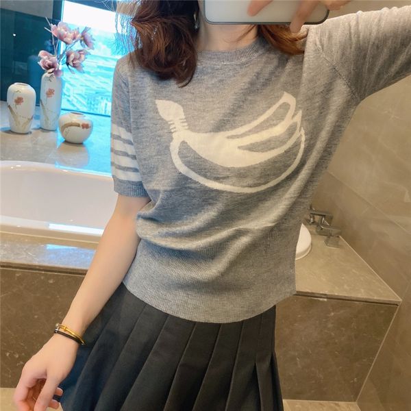 

banana sweater short sleeve women 2021 summer, White