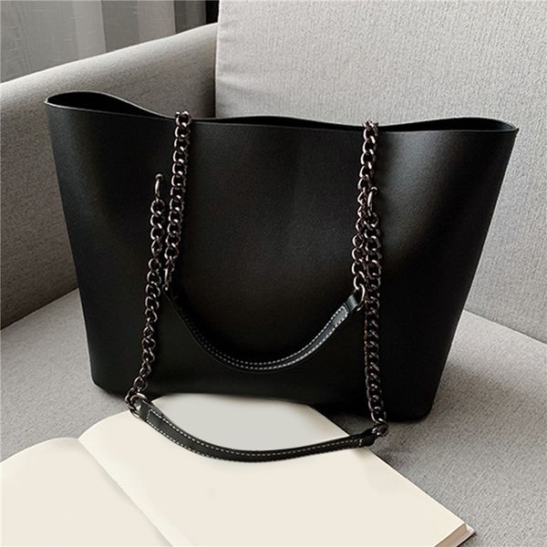 

women quality pu leather shoulder bags high capacity shoulder bags ladies fashion chain decor handbag for female mmm