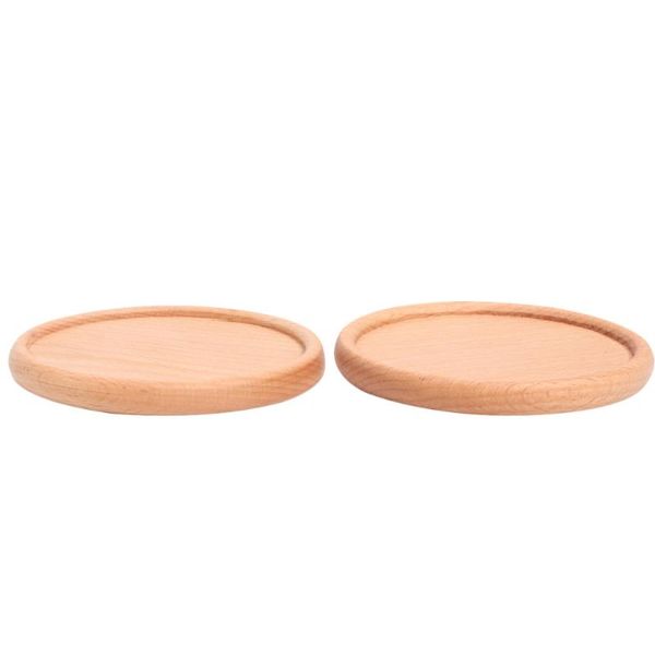 

mats & pads 2pcs wooden japanese style non-slip cup mat heat insulation pad for home restraurant el (beech wood round shape groov