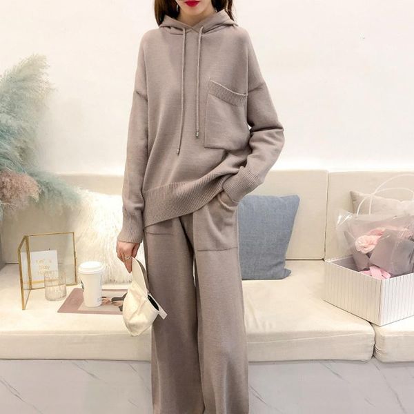 

women's tracksuits plus size knitted sweaters 2 pieces sets women tracksuit outfits matching hoodies pants suit winter fall warm knit c, Gray