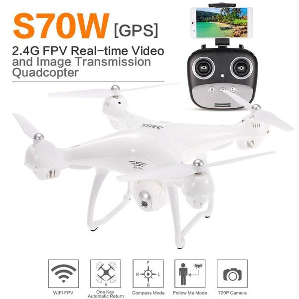 

sjr/c s70w gps drone fpv adjustable 720p/1080p hd camera wide angle rtf double positioning altitude hold rc quadcopter drones