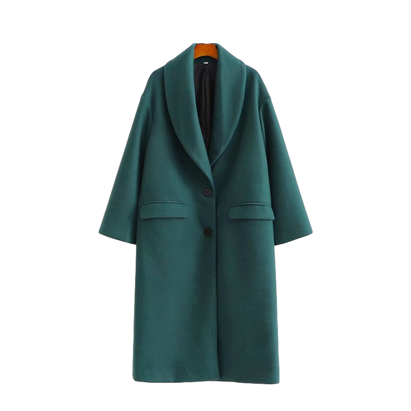 

women's wool & blends puwd casual woman green oversized long woolen coats 2021 winter fashion ladies thick soft jackets female loose wa, Black