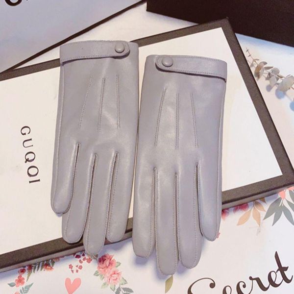 

sports gloves genuine sheepskin leather winter women warm cute plus velvet thermal driving s2737, Black