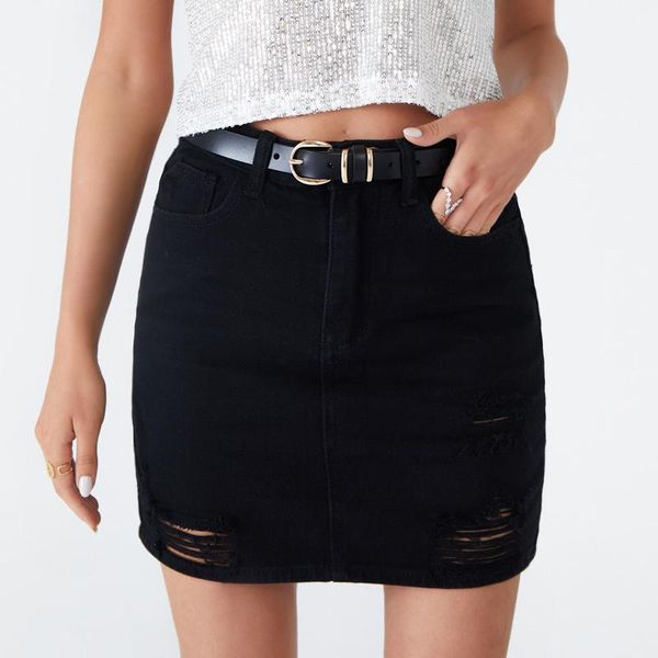 

skirts mini summer women's clothing denim dkirt 2021half skirt big size hip black xs-l