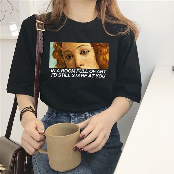 

vintage van gogh mona womens t shirts lisa print art eyes casual fashion harajuku fun short sleeve big size summer, White