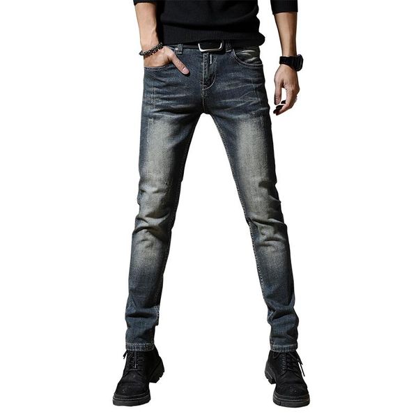 

men's jeans mens denim pants slim fit retro stretch 2021 spring and autumn trousers man streetwear moto biker 802, Blue