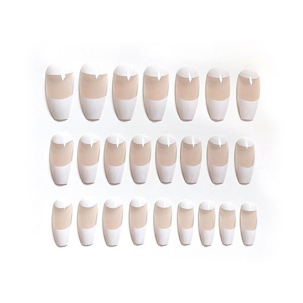 

false nails 24pcs/set classical full cover artificial natural french short for nail art care tool, Red;gold