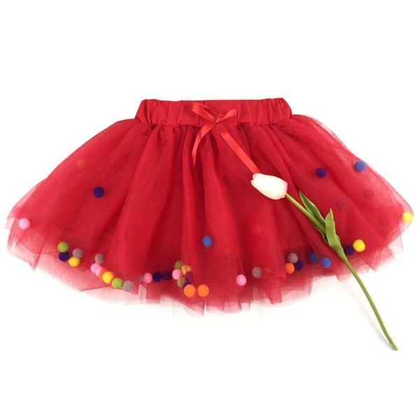 

skirts toddler baby girls ballet dance mini tutu dress multi-layer tulle rainbow candy colored pompom balls skirt pettiskirt 0-7t 583e