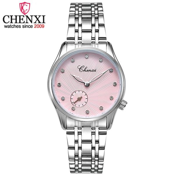 

wristwatches chenxi brand lady watches women quartz watch ladies fashion women's leather and stainless steel strap clock, Slivery;brown