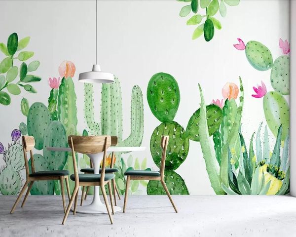 

wallpapers hand-painted cactus tropical plant 3d wallpaper,living room sofa tv wall children bedroom papers home decor papel de parede