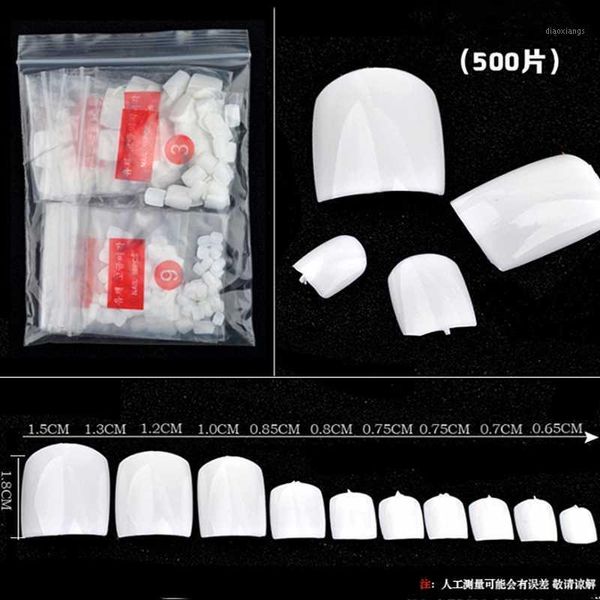

500pcs false fake artificial toe nails tips french foot acrylic professional nail art decor full cover toenails manicure1, Red;gold