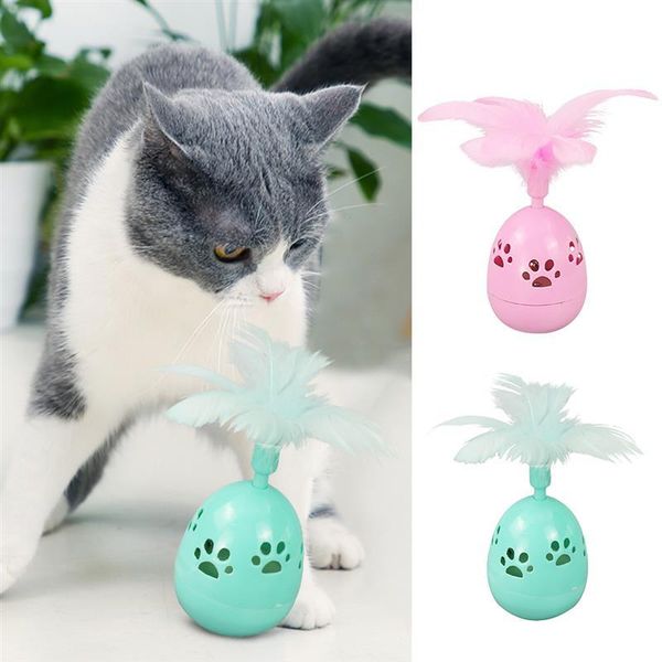 

cat toys teaser toy creative tumbler fake feather training pet sound